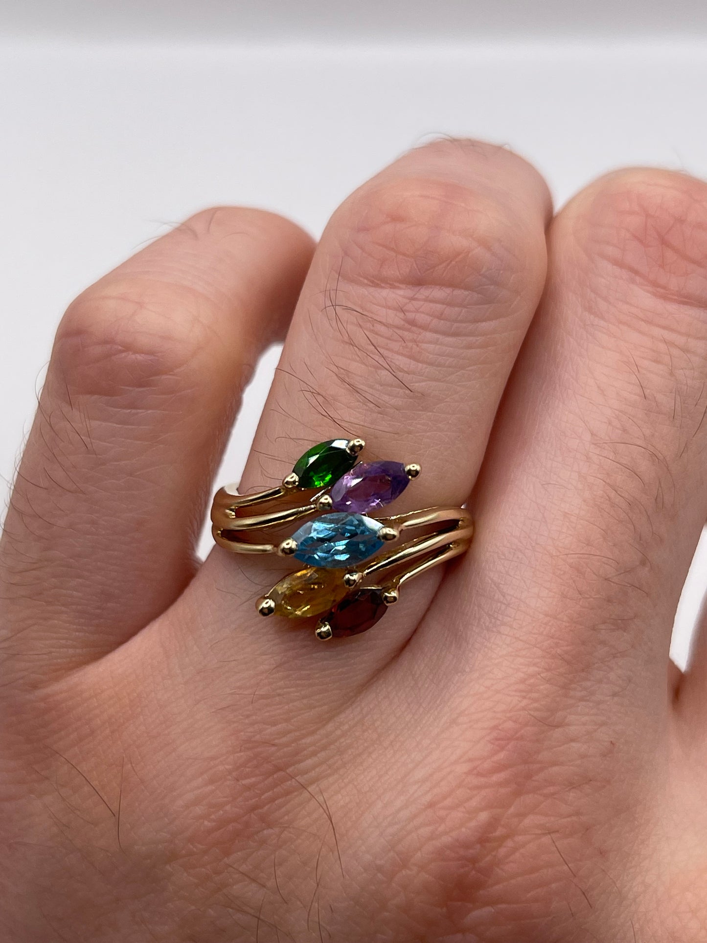 9ct gold multi gemstone ring