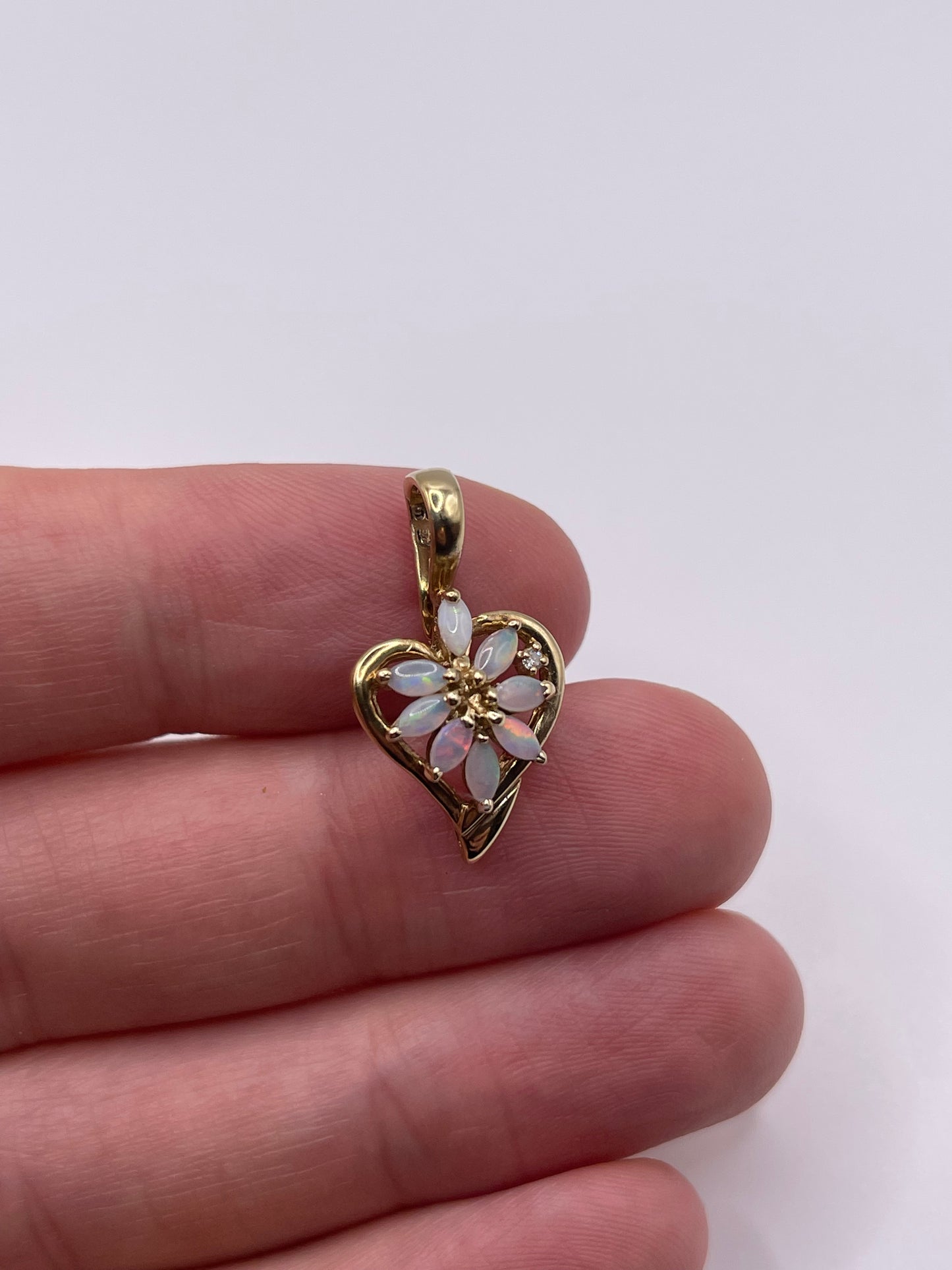 9ct gold opal and diamond cluster pendant
