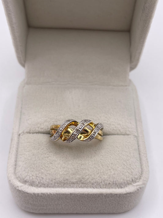 9ct gold diamond knot ring