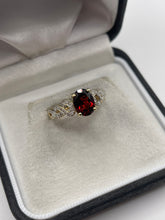 Load image into Gallery viewer, 9ct gold garnet and diamond ring
