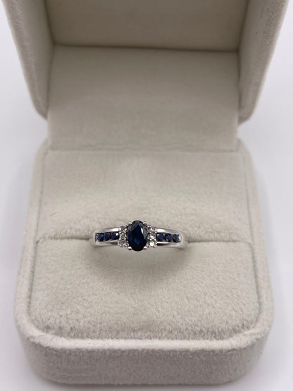 9ct white gold sapphire and diamond ring