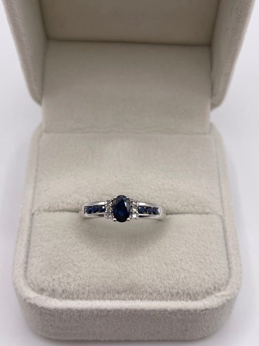 9ct white gold sapphire and diamond ring