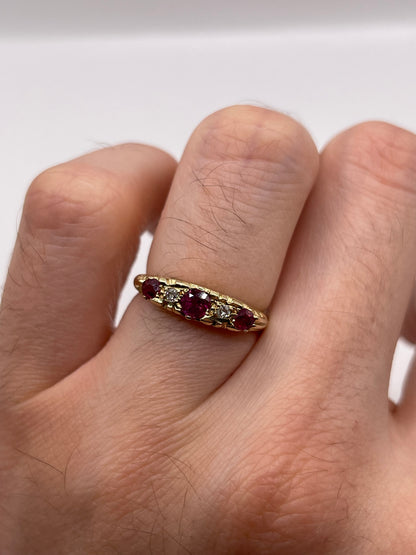 9ct gold ruby and diamond ring