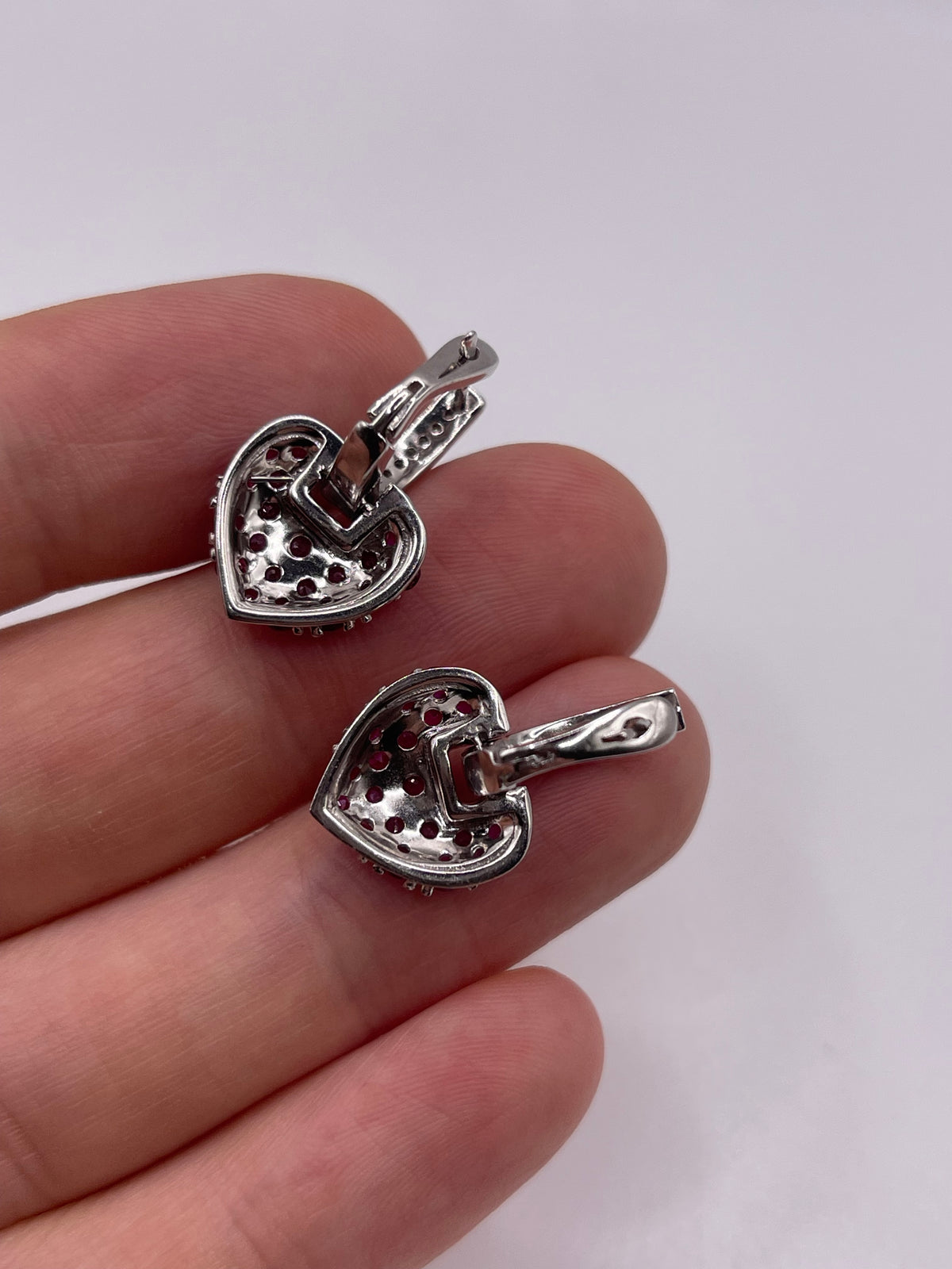 9ct white gold ruby and diamond earrings