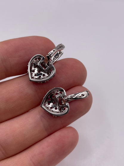 9ct white gold ruby and diamond earrings