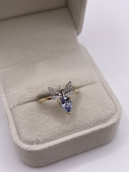 9ct gold tanzanite and zircon ring