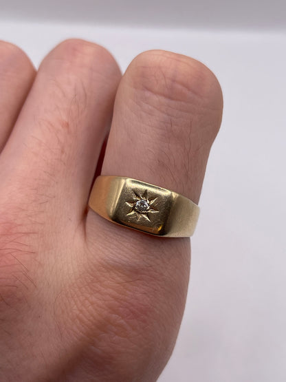 9ct gold diamond signet ring