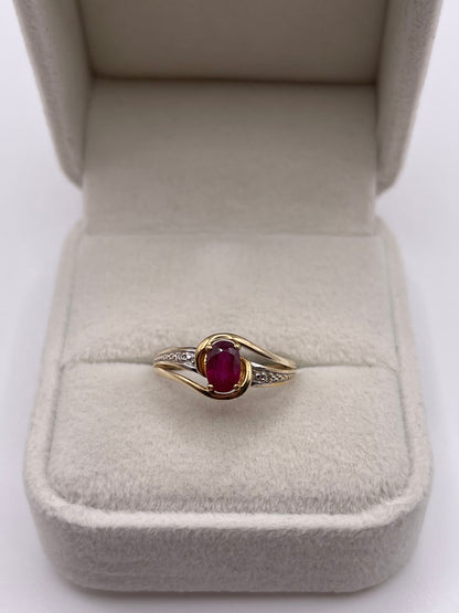 9ct gold ruby and diamond ring