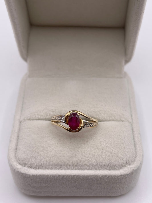 9ct gold ruby and diamond ring