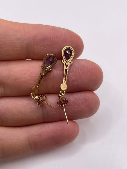 9ct gold amethyst and pearl earrings