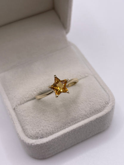 9ct gold citrine star ring