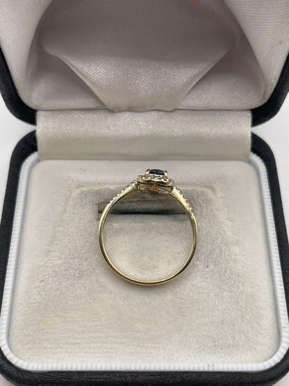 9ct gold sapphire and zircon ring