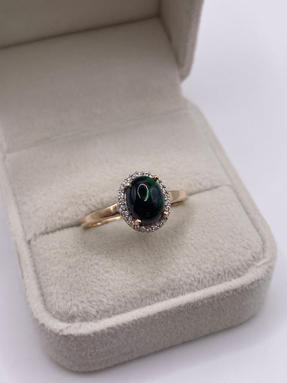 9ct gold opal and zircon ring