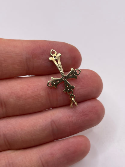 9ct gold diamond cross pendant