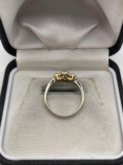 9ct two tone gold aquamarine and diamobd ring