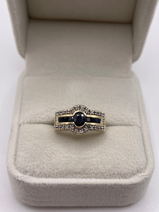 9ct gold sapphire and diamond ring