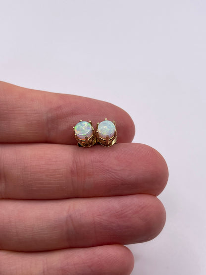 9ct gold opal earrings