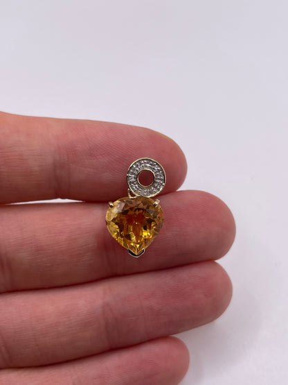 9ct gold citrine and diamond pendant