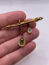 Load image into Gallery viewer, 18ct gold opal, emerald and diamond brooch
