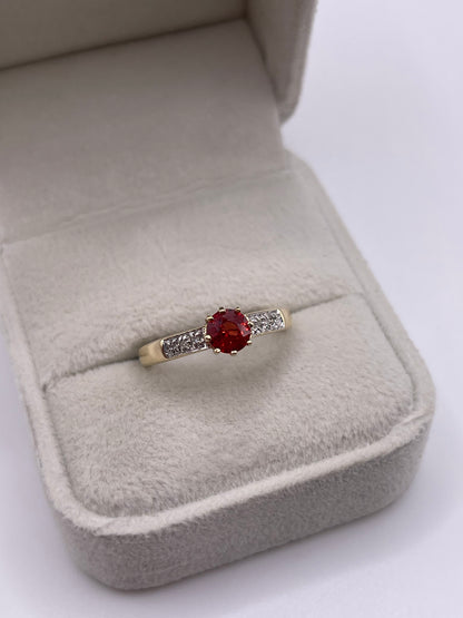 9ct gold spinel and diamond ring