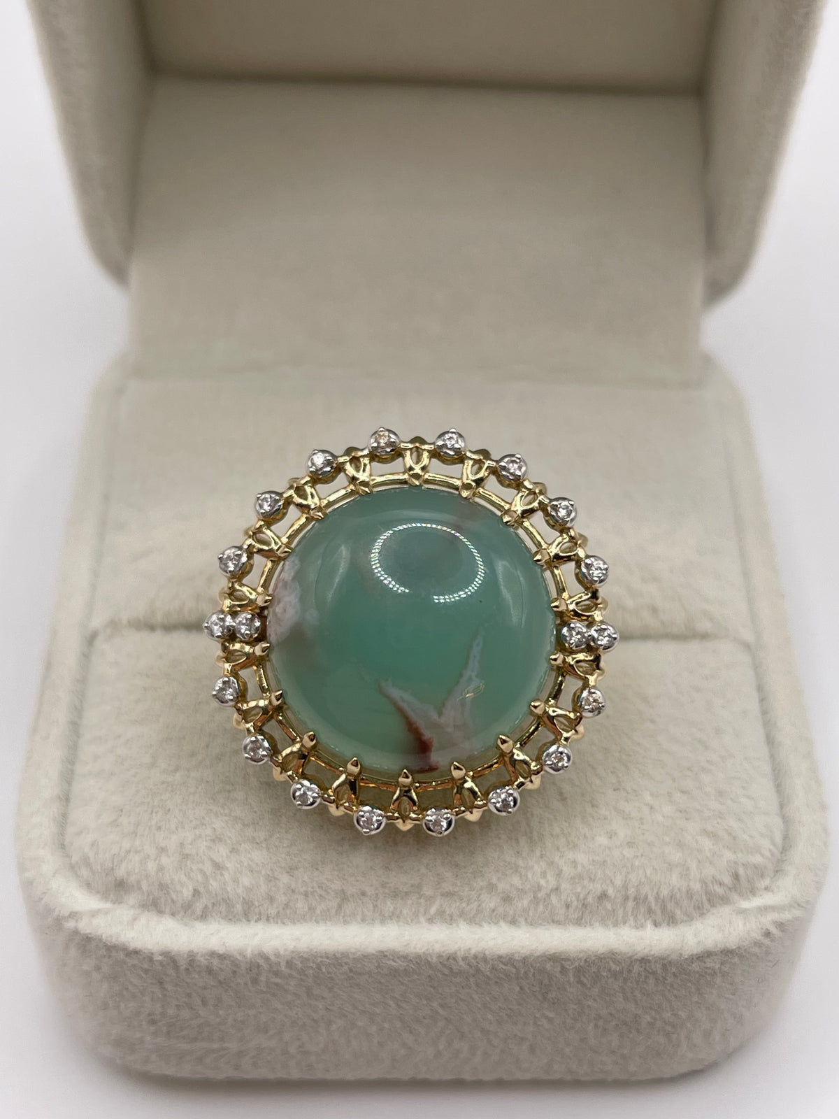 9ct gold aquaprase and zircon ring