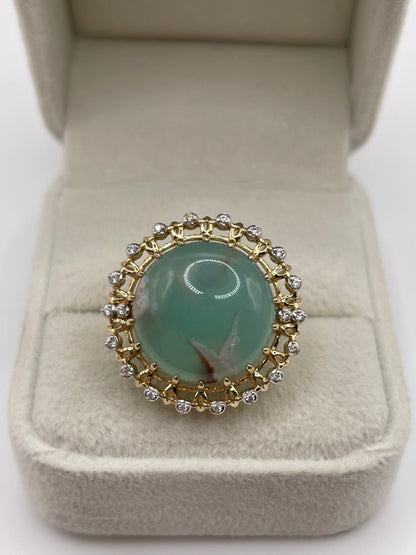 9ct gold aquaprase and zircon ring