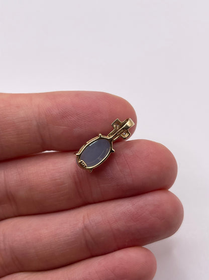 9ct gold chalcedony and diamond pendant