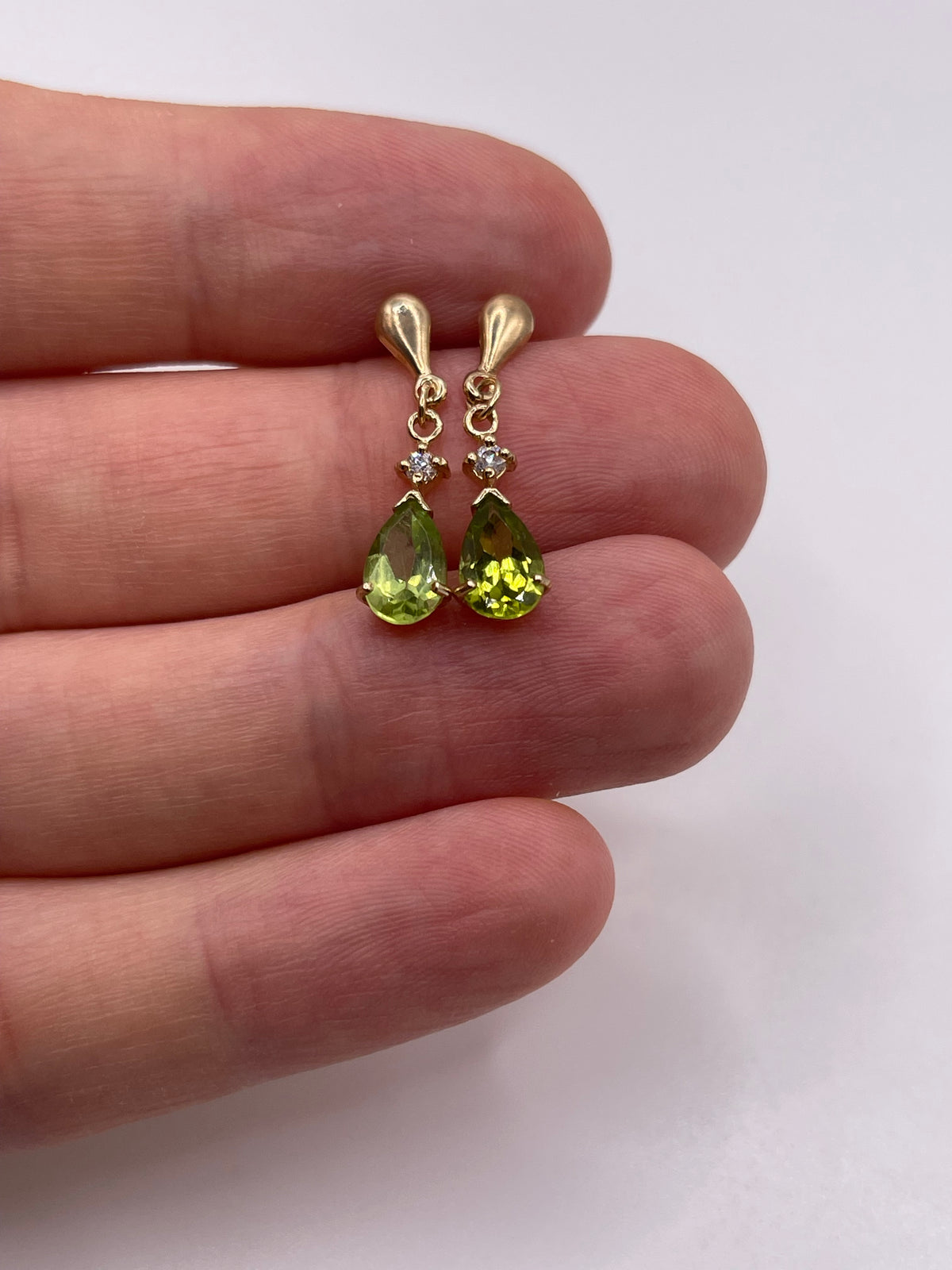 9ct gold peridot and zircon earrings