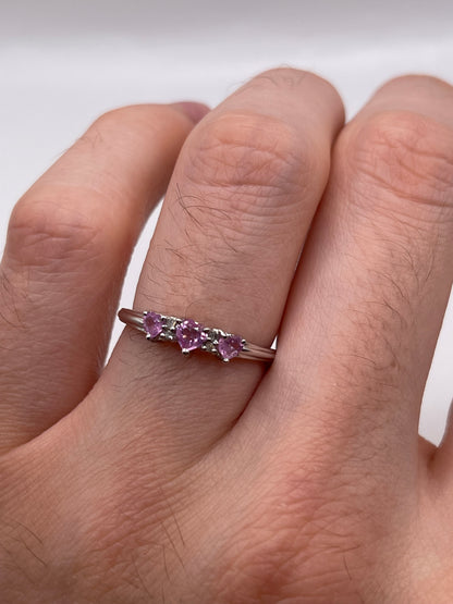 9ct white gold pink sapphire and diamond ring