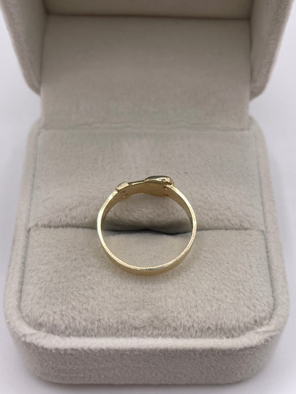 9ct gold cz buckle ring