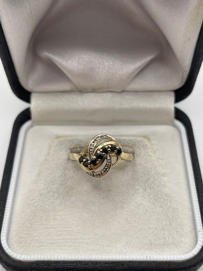 9ct gold sapphire and diamond ring