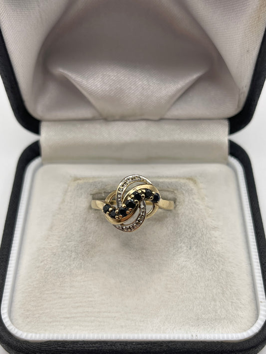 9ct gold sapphire and diamond ring