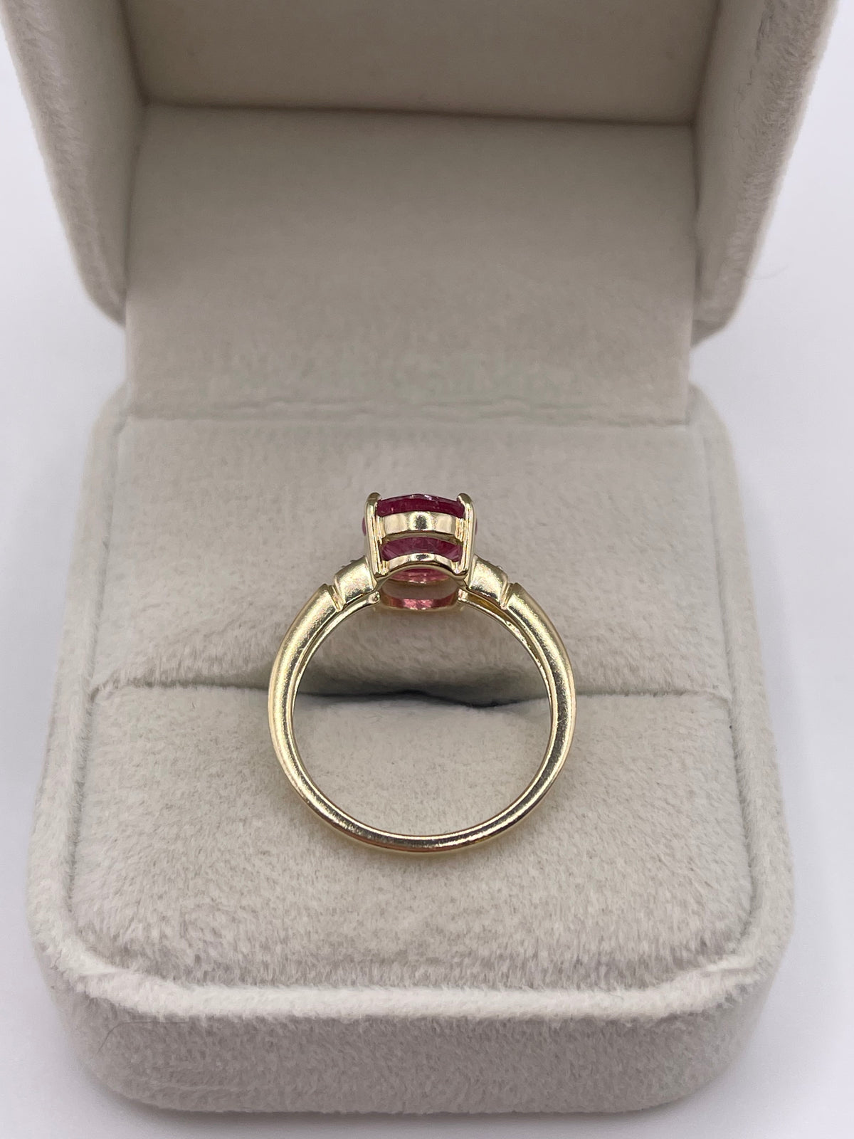 9ct gold rubelite tourmaline and diamond ring