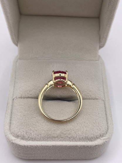 9ct gold rubelite tourmaline and diamond ring