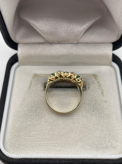 9ct gold emerald and pearl ring