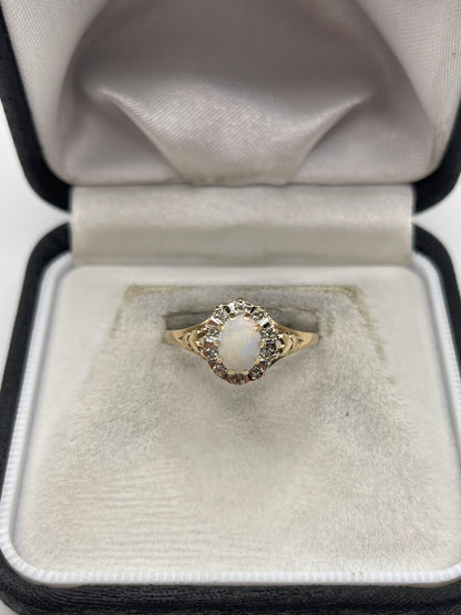 9ct gold opal and diamond ring