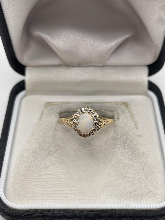 9ct gold opal and diamond ring