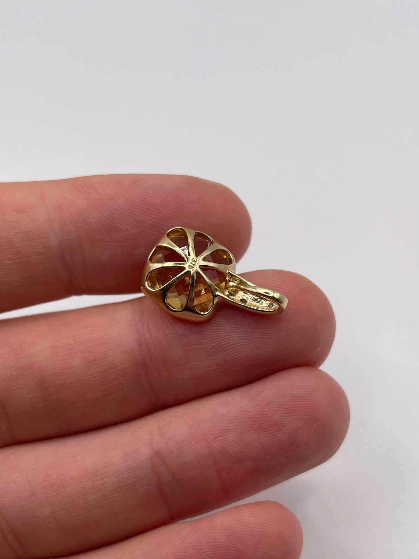 9ct gold citrine and diamond pendant