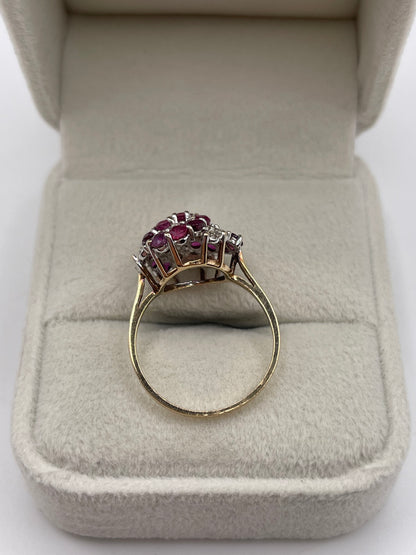 9ct gold ruby and diamond ring
