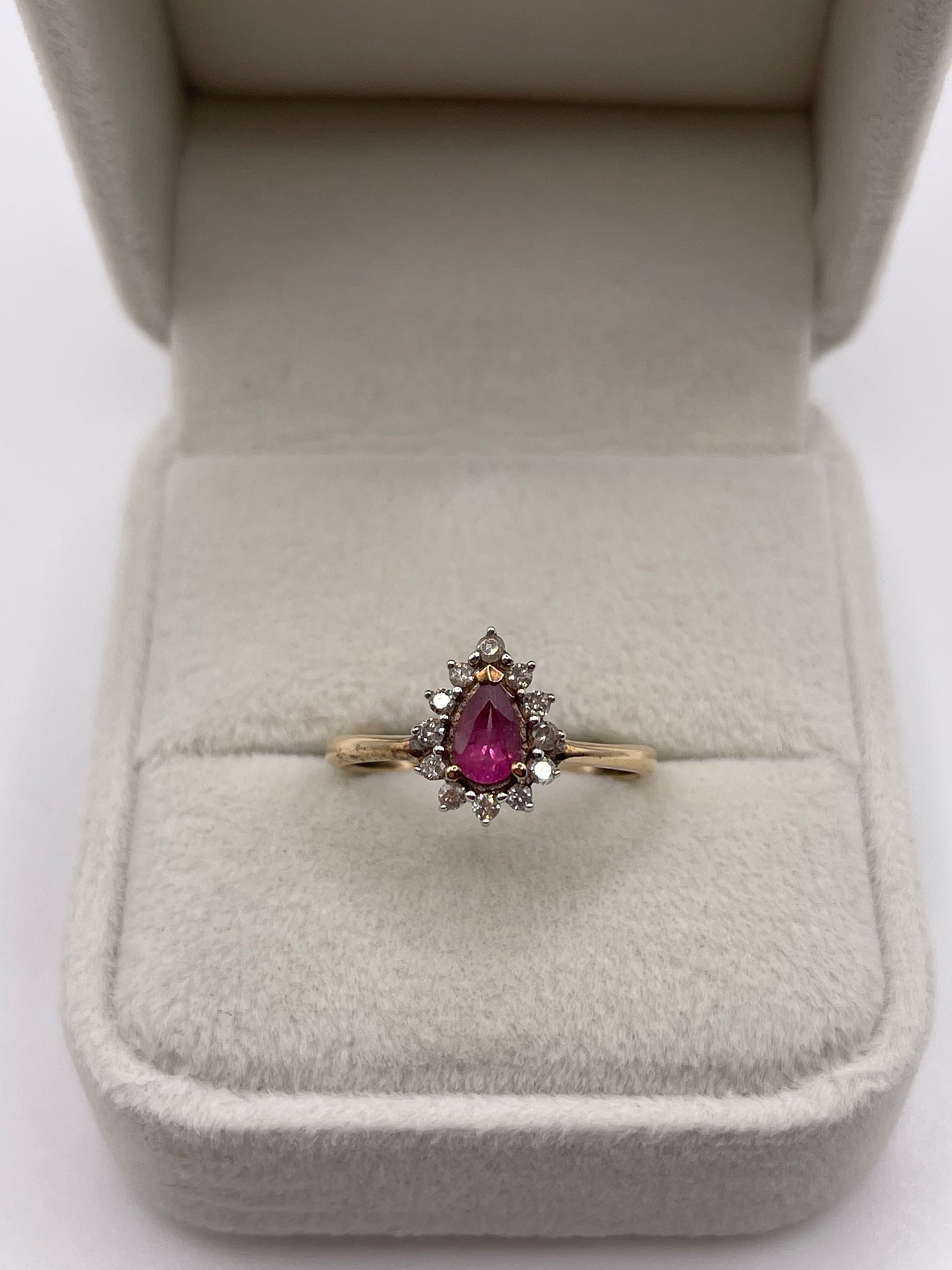 9ct gold ruby and diamond ring