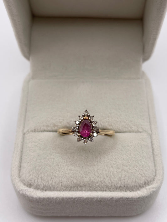 9ct gold ruby and diamond ring
