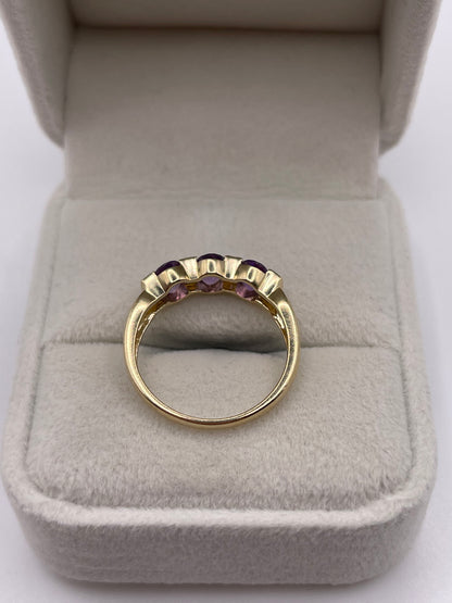 9ct gold amethyst and diamond ring