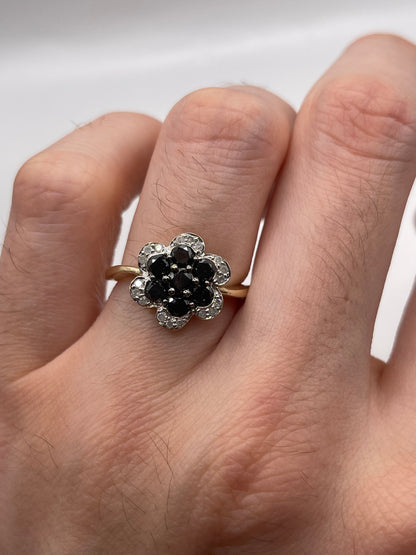 9ct gold diamond cluster ring