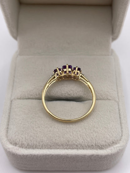 9ct gold amethyst and diamond ring
