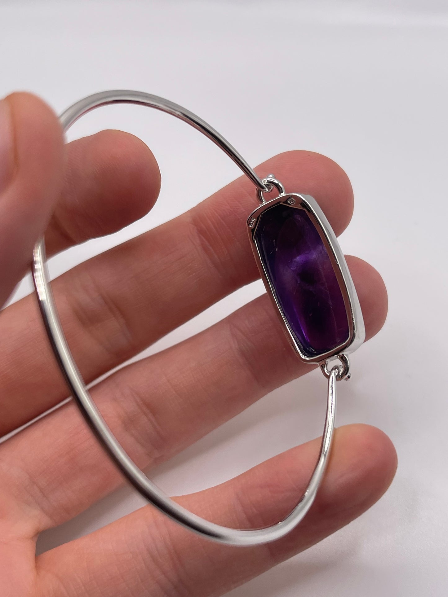 Silver amethyst bangle