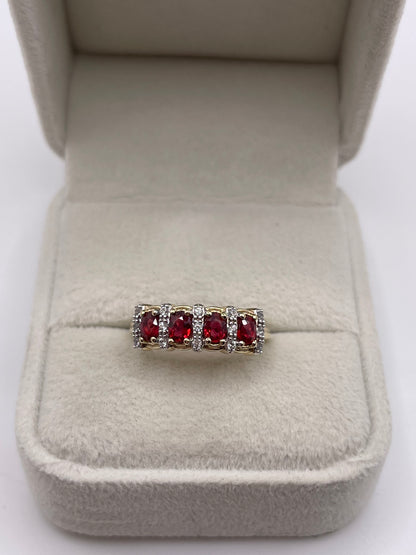 9ct gold spinel and zircon ring