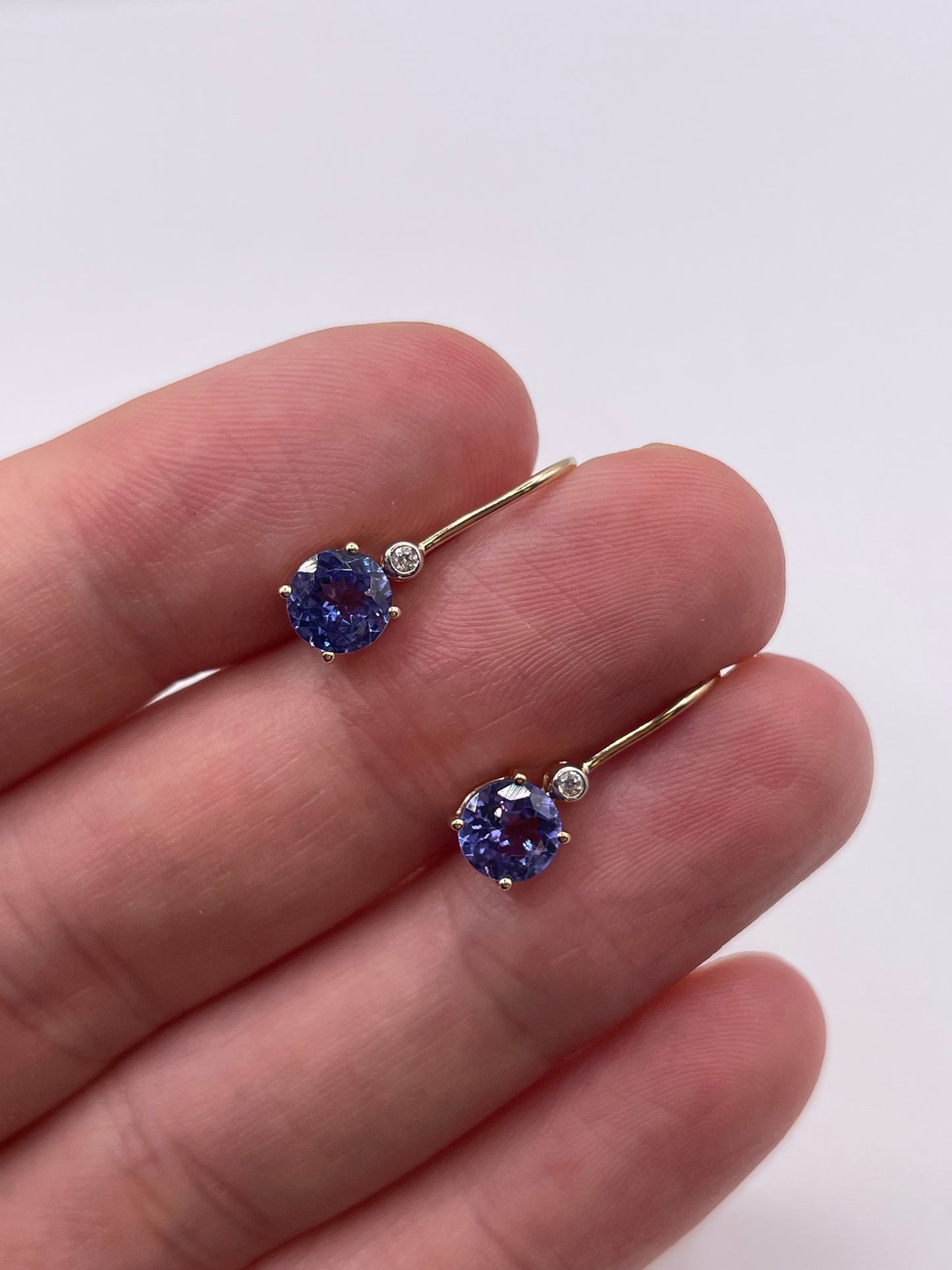 9ct gold tanzanite and zircon earrings