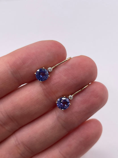 9ct gold tanzanite and zircon earrings