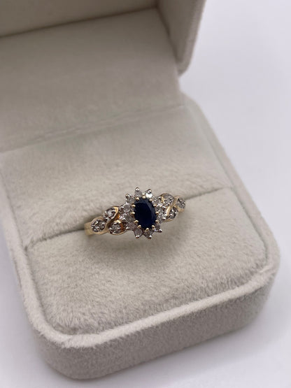 9ct gold sapphire and diamond ring