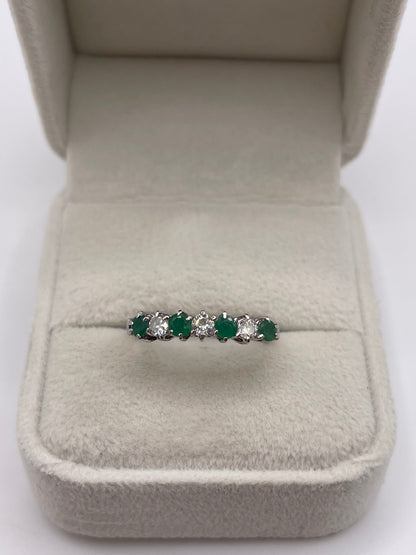 18ct white gold emerald and diamond ring